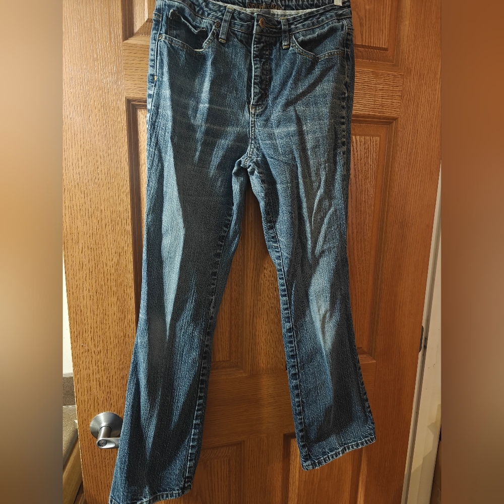 Women's St Johns Bay Boot Cut Secretly Slender Size 12 Blue Jeans